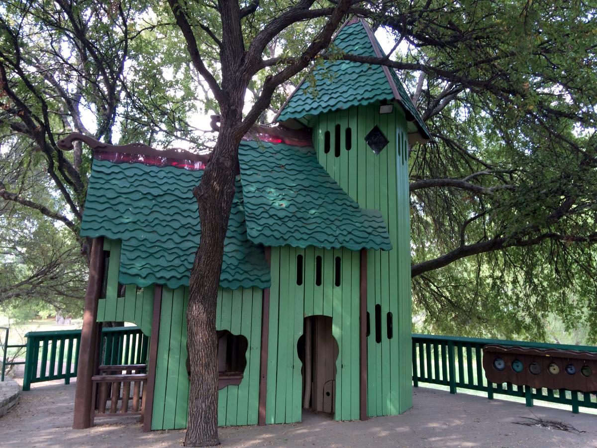 Green playhouse.
