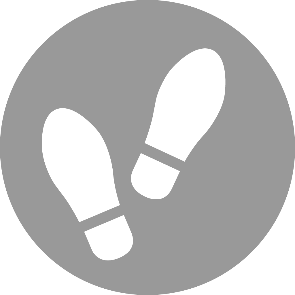 Grey and white graphic of feet