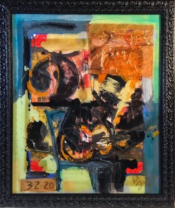 Semi-abstract painting of Blues musician Robert Johnson